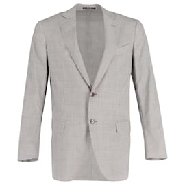 Autre Marque-Ermenegildo Zegna Single-Breasted Microcheck Blazer in Beige Trofeo Wool-Beige