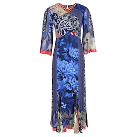 Abito maxi patchwork Etro in seta multicolore Blu