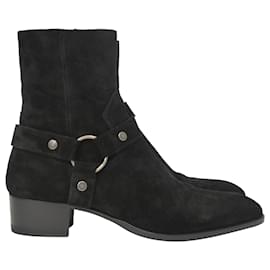 Saint Laurent-Saint Laurent Wyatt Harness Boots in Black Suede-Black