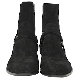 Saint Laurent-Saint Laurent Wyatt Harness Boots in Black Suede-Black