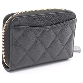 Chanel-Carteira de moeda de couro Chanel Matelassé A69271 em ótimo estado-Preto