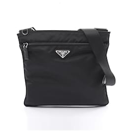 Prada-Bolso mensajero Prada Tessuto Vela, bolso de lona en excelente estado-Negro