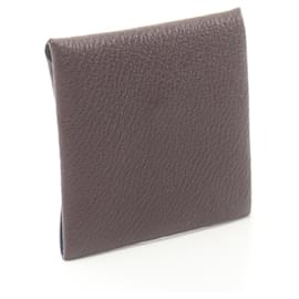 Hermès-Estuche para monedas Hermes Bastia Estuche para monedas de cuero en excelentes condiciones-Castaño