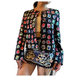 Chaqueta corta Moschino Cheap And Chic de seda estampado joyas Multicolor