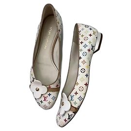 Bailarinas de cuero blanco Louis Vuitton monograma Murakami Blanco