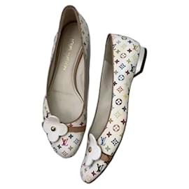 Louis Vuitton-Louis Vuitton monogram murakami white leather flats-White