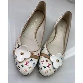 Louis Vuitton-Louis Vuitton monogram murakami white leather flats-White