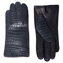 Autre Marque Crocodile leather gloves (silk lining) **rare** Black