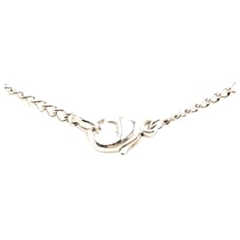 Chanel-Chanel Silver Silver CC Pendant Necklace-Silvery