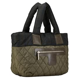 Chanel-Chanel Nylon Coco Mark Cocoon Reversible Check Quilted Handbag in Very Good Condition-Green