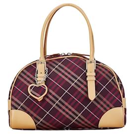 Burberry-Burberry Nova Check Canvas Leather Handbag in Very Good Condition-Purple