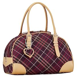 Burberry-Burberry Nova Check Canvas Leather Handbag in Very Good Condition-Purple