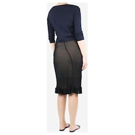 Fendi-Black ribbed cropped cardigan, top and midi skirt set - size UK 12-Black