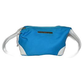Bolsa de ombro Max Mara branca e turquesa em couro e tecido Branco Turquesa