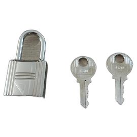 Lucchetto Hermès in acciaio argentato lucido per Kelly o Birkin Silver hardware