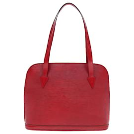 Louis Vuitton-LOUIS VUITTON Epi Lussac Schultertasche Schwarz M52282 LV Auth 77601-Rot