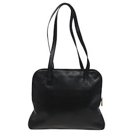 Céline-CELINE Shoulder Bag Leather Black Auth 78547-Black