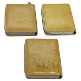 Louis Vuitton-LOUIS VUITTON Monogram Vernis Wallet 3Set Beige Lime Yellow LV Auth hk1324-Beige,Golden