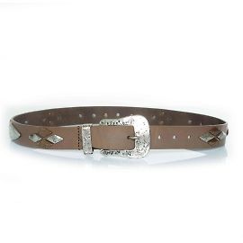 Cinto de couro caqui com tachas Isabel Marant Marrom