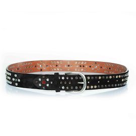Isabel Marant, Black suede belt with multicoloured studs Black Multiple colors