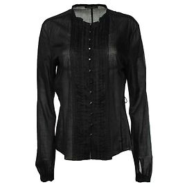 Strenesse, blouse nera trasparente con bottoni rotondi Nero