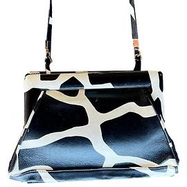 Borsa geometrica John Galliano Vintage primi anni 2000. Nero Bianco