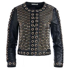 Veste en cuir noire Kidman Grommet d'Alice + Olivia Noir