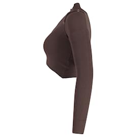 Jacquemus-Jacquemus La Maille Bormio Cropped Sweater in Brown Wool-Brown