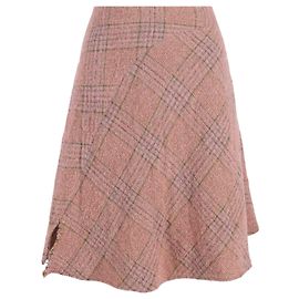 Saia A-Line xadrez rosa em lã da Acne Studios Marrom Rosa