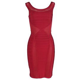 Vestido bandage sem mangas Herve Leger em rayon vermelho Vermelho