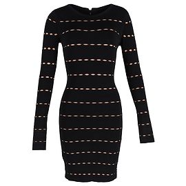 Abito bodycon a maniche lunghe Elaine in cotone nero di Herve Leger Nero