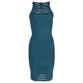 Vestido bandage com decote halter Emely da Herve Leger em rayon teal Outro Verde