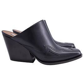 Stella Mc Cartney Mule cubane a punta quadrata in pelle nera Stella McCartney Nero