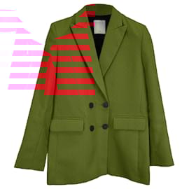 Sandro-Sandro Paris Double-Breasted Blazer in Red Viscose-Red
