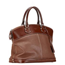Louis Vuitton-Louis Vuitton Louis Vuitton Suhali Lockit PM Handbag M91889 Brown Leather Leather Handbag M91889 in Very Good-Brown