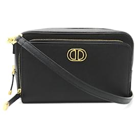 Dior-Sac bandoulière en cuir avec pochette doublée Dior Caro en très bon état-Noir