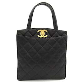 Chanel-Chanel Matelasse Hand Tote Bag Leather Tote Bag 3720222 in Great Condition-Black