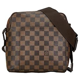 Louis Vuitton-Louis Vuitton Damier Olaf PM Schultertasche N41442 aus braunem PVC-Leder in sehr gutem Zustand-Braun