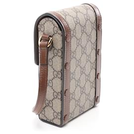 Gucci-Bolso de hombro mini Gucci Horsebit 1955 en lona 625615 en excelente estado-Castaño