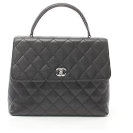 Chanel-Bolso de mano de cuero matelassé Caviar CC de Chanel A12397 en muy buen estado-Negro