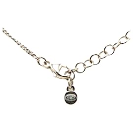 Chanel-Chanel Silver Silver Plated CC Crystal Pendant Necklace-Silvery