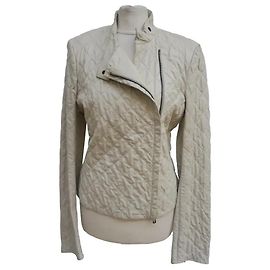 Yves Saint Laurent Gesteppte Lammleder Bikerjacke Beige Beige