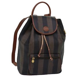 FENDI Pecan Canvas Rucksack Braun Schwarz Auth ep4454 Braun Schwarz