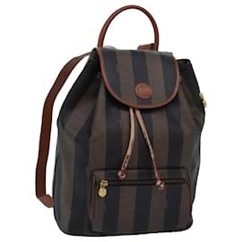 Fendi-FENDI Pecan Canvas Backpack Brown Black Auth ep4454-Brown,Black