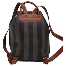 Fendi-FENDI Pecan Canvas Backpack Brown Black Auth ep4454-Brown,Black