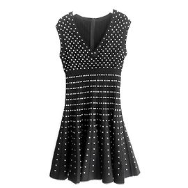 Alaïa Alaia Schwarz-Weiß Strick Skaterkleid Schwarz