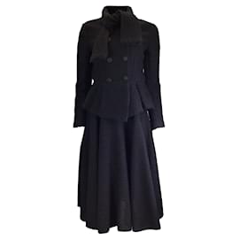 Dolce & Gabbana-Dolce & Gabbana Black Wool Boucle Jacket and Skirt Two-Piece Set-Black