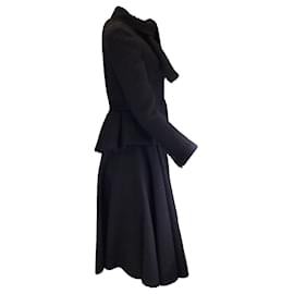 Dolce & Gabbana-Dolce & Gabbana Black Wool Boucle Jacket and Skirt Two-Piece Set-Black