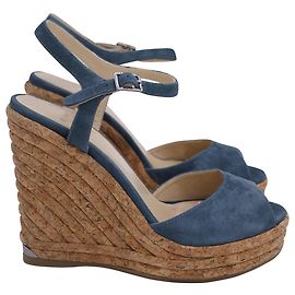 Sandali con zeppa espadrille Jimmy Choo Perla in suede blu Blu