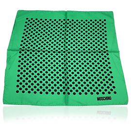 Moschino Cachecol de seda vintage verde e preto com bolinhas Verde